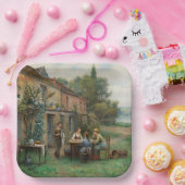 庭でコーヒーを飲む(フランスの風景) ペーパープレート (パーティー)