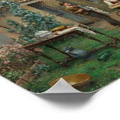 庭でコーヒーを飲む(フランスの風景) ポスター (角)