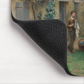 庭でコーヒーを飲む(フランスの風景) マウスパッド (コーナー)