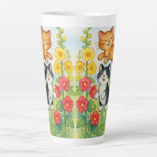 . .庭でゴロゴロする田舎猫 カフェラテマグ (正面)