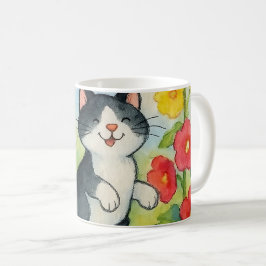 . .庭でゴロゴロする田舎猫 コーヒーマグカップ
