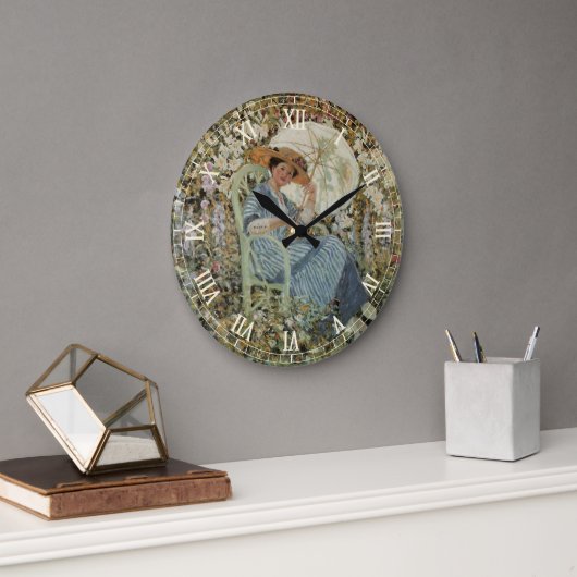 庭でジヴェルニーbyフレデリック・フリセケ ラージ壁時計 (オフィス)