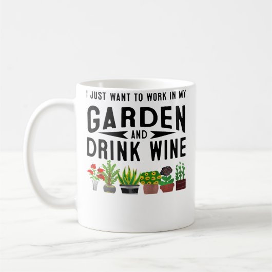 庭で仕事がしたい+ワインを飲むギフト コーヒーマグカップ (左)