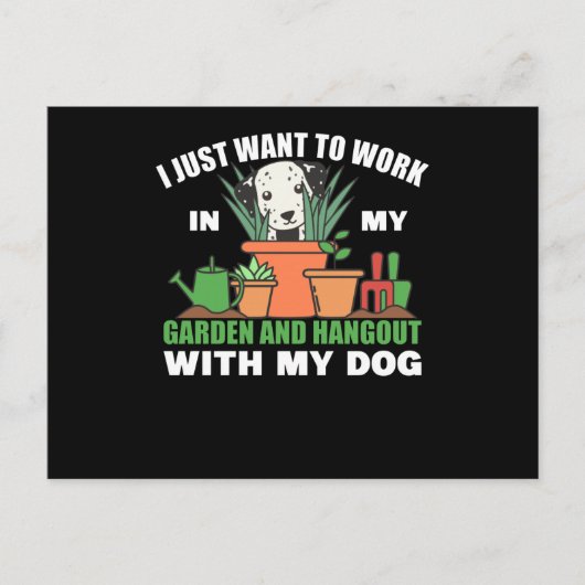 庭で働いて犬ぶら下がったと一緒に外出する ポストカード (正面)
