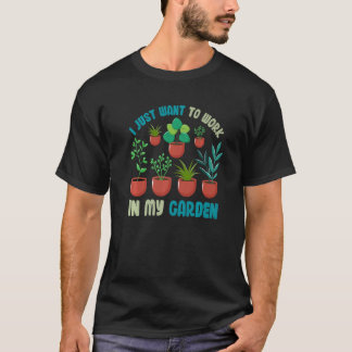 庭で働きたいだけ ガーデニング 植物 Tシャツ