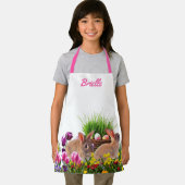 庭で子供の復活祭バニーをパーソナライズ エプロン (インサイチュ)