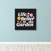 庭で生活が良い – 《植物》百日草の花 キャンバスプリント (インサイチュ (ウッドフロア))