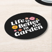 庭で生活が良い – 《植物》百日草の花 ラウンドペーパーコースター (アングル)