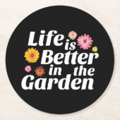 庭で生活が良い – 《植物》百日草の花 ラウンドペーパーコースター (正面)