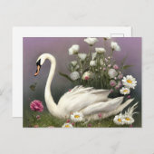 庭で白鳥 インビテーションポストカード (正面/裏面)