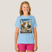 庭で遊ぶ子猫 猫好きさんにぴったり Tシャツ (正面フル)