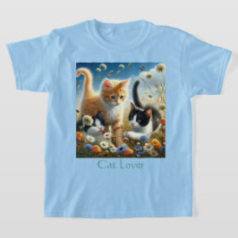 庭で遊ぶ子猫 猫好きさんにぴったり Tシャツ