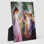 庭で遊ぶ3人の少女 フォトプラーク (側面)