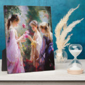 庭で遊ぶ3人の少女 フォトプラーク (側面)