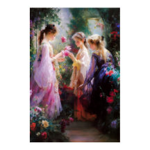 庭で遊ぶ3人の少女