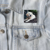 庭で遊んでいるラブラドールの子犬 缶バッジ (インサイチュ)