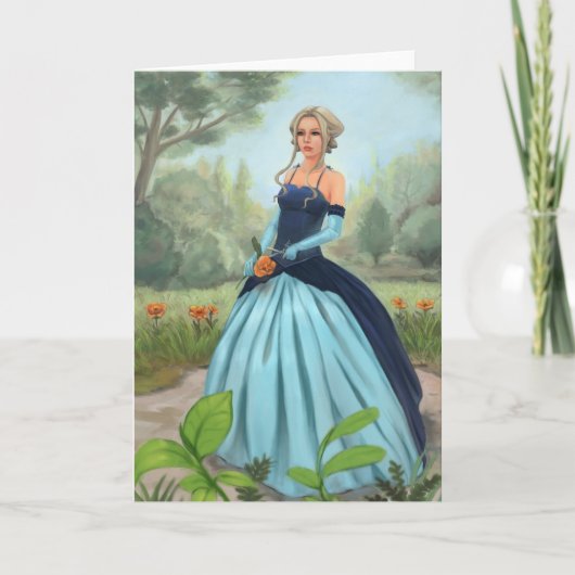 "庭で"の挨拶状開花して下さい カード (正面)