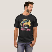 庭とプール用のフラミンゴモチーフとメッセージ Tシャツ (正面フル)