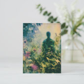 庭にいる人の抽象芸術 ポストカード (スタンド正面)