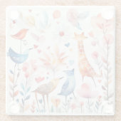 庭にかわいい動物 ガラスコースター (裏面)