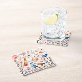 庭にかわいい動物 スクエアペーパーコースター (インサイチュ)