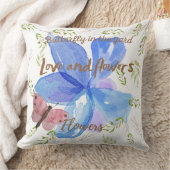 庭にかわいい水色の蝶モダン クッション (ブランケット)