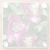 庭にかわいい紫のチューリップ ガラスコースター (裏面)