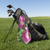 庭にかわいい紫のチューリップ ゴルフタオル (グリーン)