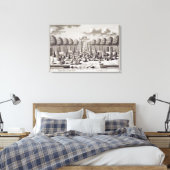 庭にオレンジ色の木が植えられたパター キャンバスプリント (インサイチュ (寝室))