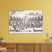 庭にオレンジ色の木が植えられたパター キャンバスプリント (インサイチュ (リビング))