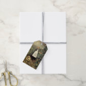 庭にバスケットをした野菜の少女 ギフトタグ (より糸付き)