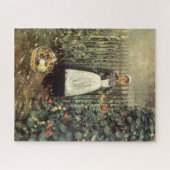 庭にバスケットをした野菜の少女 ジグソーパズル (横)