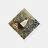 庭にバスケットをした野菜の少女 スタンダードカクテルナプキン (角)