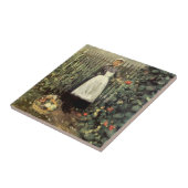 庭にバスケットをした野菜の少女 タイル (側面)