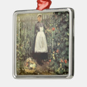 庭にバスケットをした野菜の少女 メタルオーナメント (左)