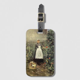 庭にバスケットをした野菜の少女 ラゲッジタグ