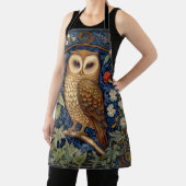 庭にフクロウのウィリアム・モリススタイル エプロン (インサイチュ)