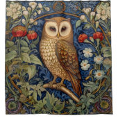 庭にフクロウのウィリアム・モリススタイル シャワーカーテン (正面)