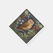 庭にフクロウのウィリアム・モリススタイル スタンダードカクテルナプキン (角)