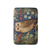 庭にフクロウのウィリアム・モリススタイル バスマット (正面縦)