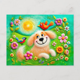 庭にリラックスおけるアカラフルートドッグ ポストカード