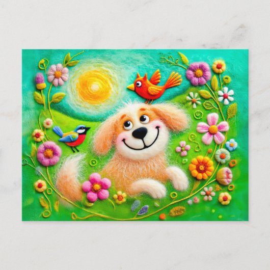 庭にリラックスおけるアカラフルートドッグ ポストカード (正面)