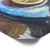 庭にレモンを入れたカップの紅茶 ポスター (角)