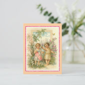 「庭に二つのチェルブ」ヴィンテージ ポストカード (スタンド正面)