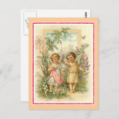 「庭に二つのチェルブ」ヴィンテージ ポストカード (正面/裏面)