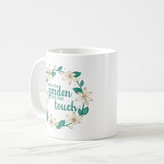 庭に傾向あなたがtouch水色引用文 コーヒーマグカップ (正面左)