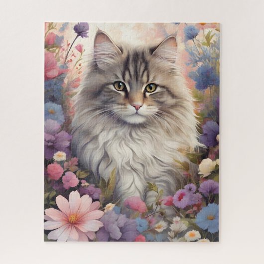 庭に入った猫疑問に思 ジグソーパズル (縦)