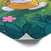 庭に卵を隠すイースターの漫画のパン ポスター (角)