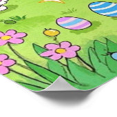 庭に卵を隠すイースターバニー ポスター (角)