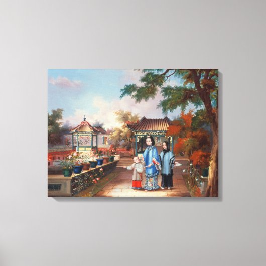 庭に子供を持つ中国の母親， c. キャンバスプリント (正面)